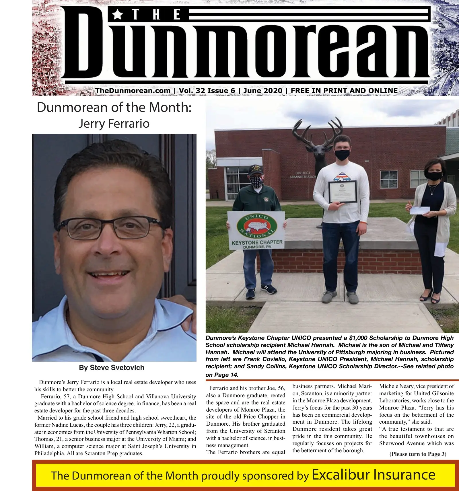 Front page of the June 2020 Dunmorean