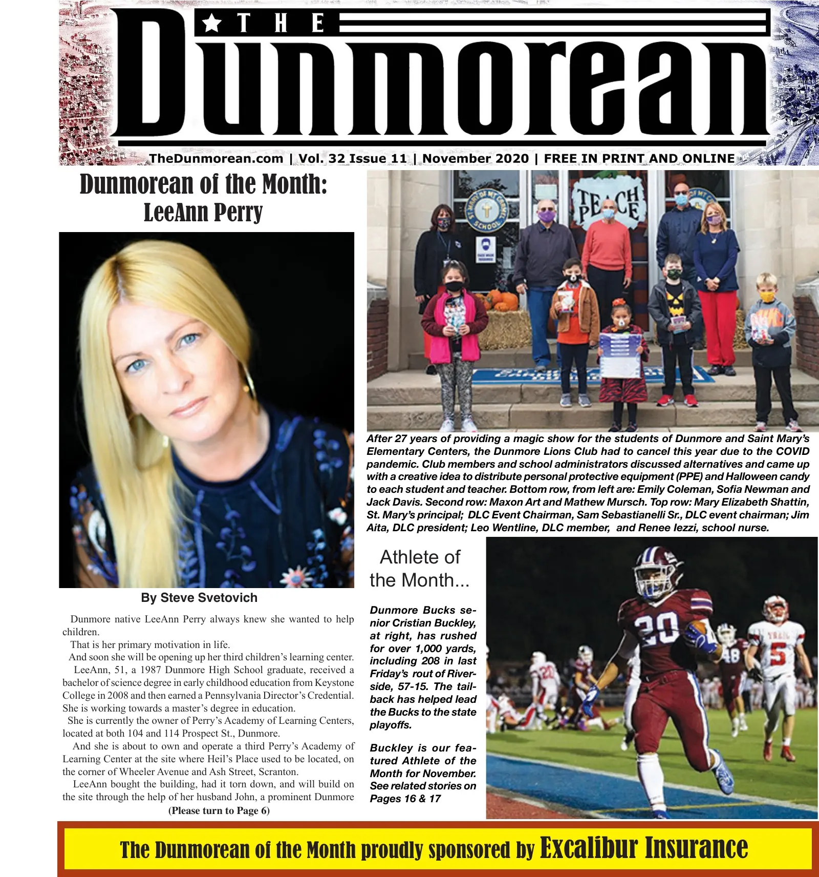 Front page of the November 2020 Dunmorean