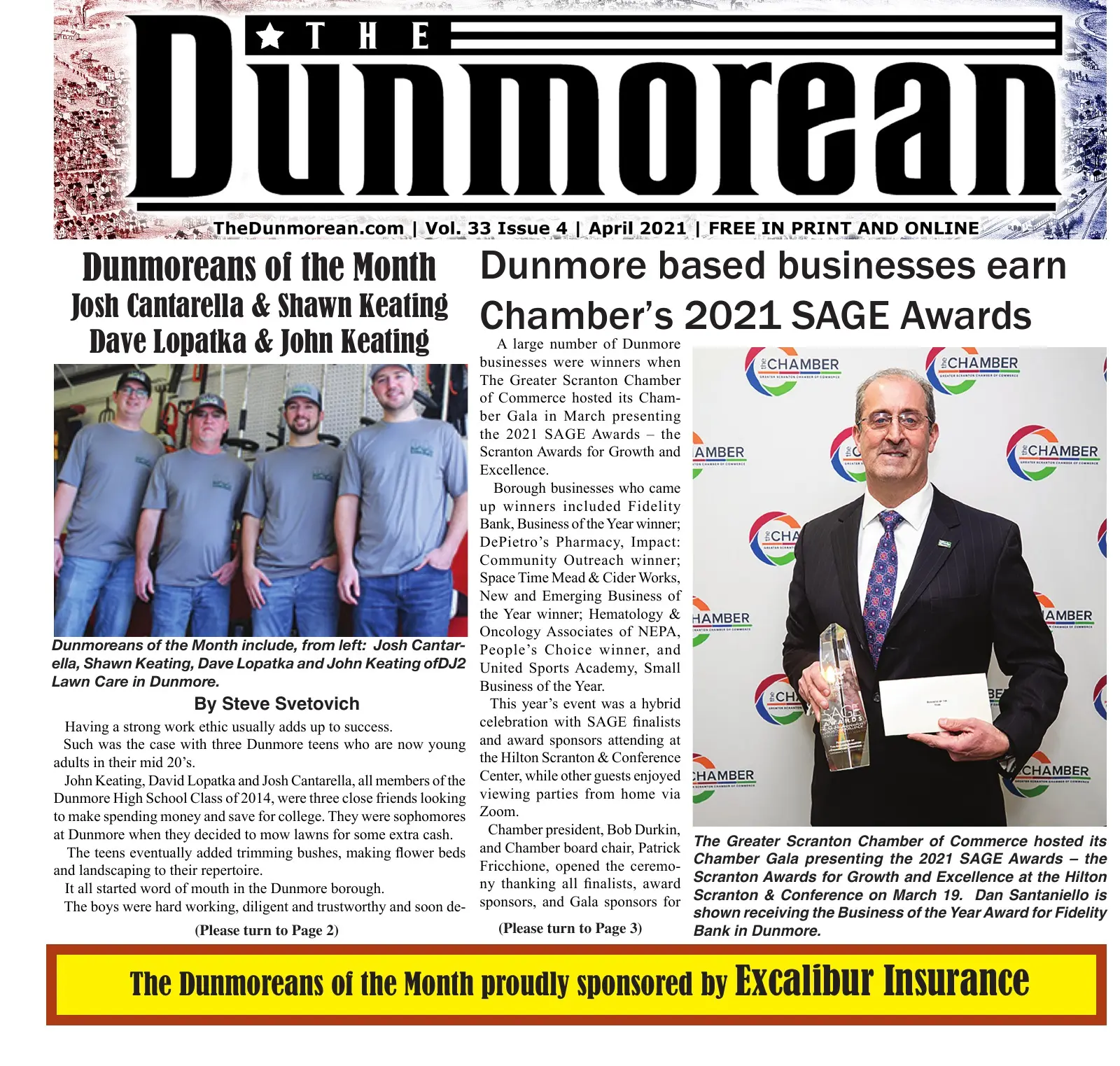 Front page of the April 2021 Dunmorean