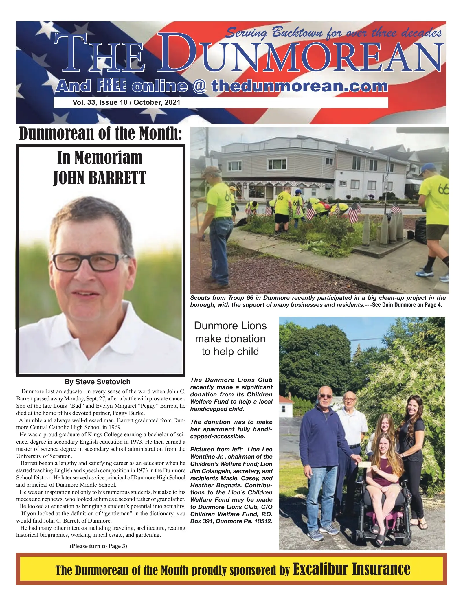 Front page of the October 2021 Dunmorean