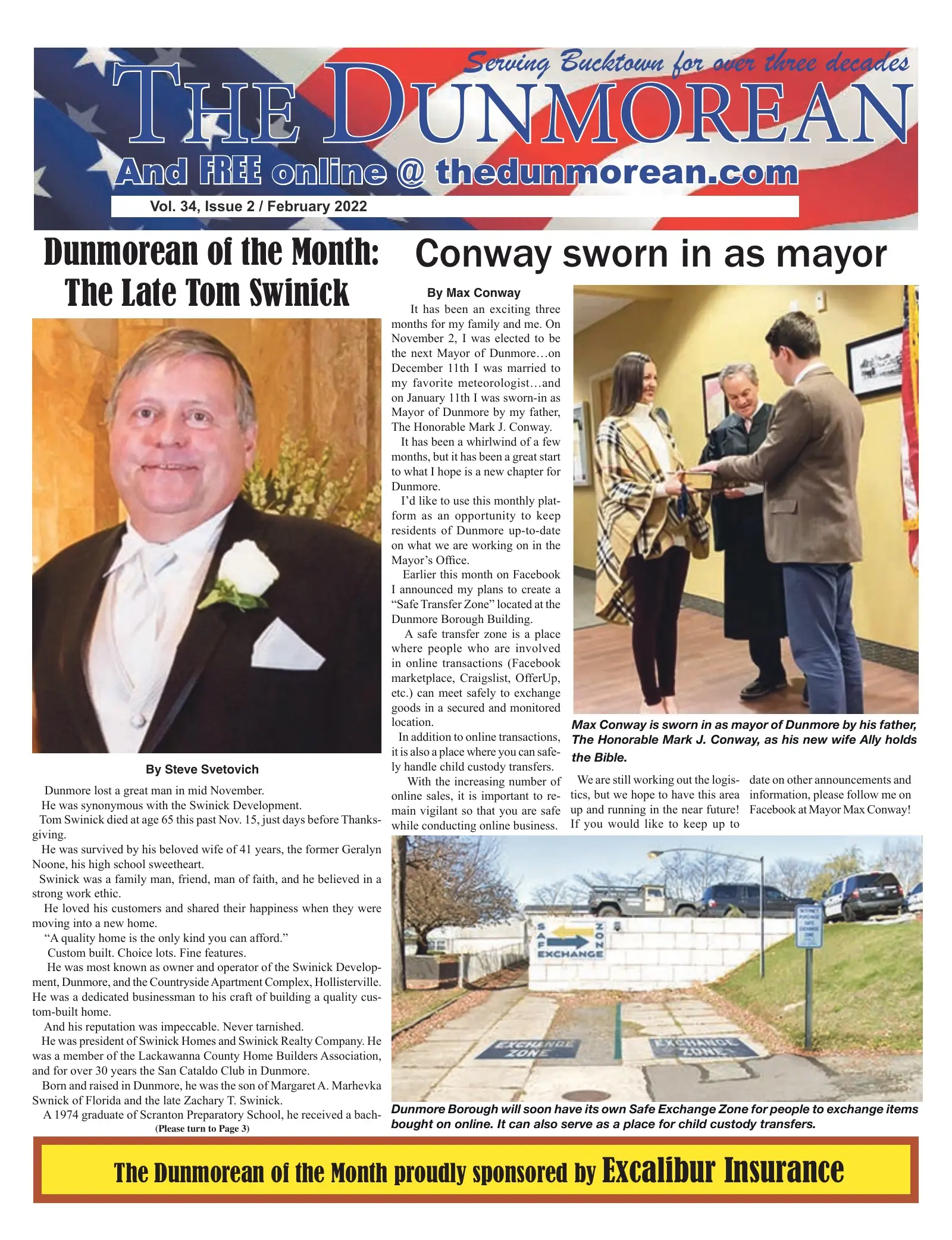 Front page of the February 2022 Dunmorean