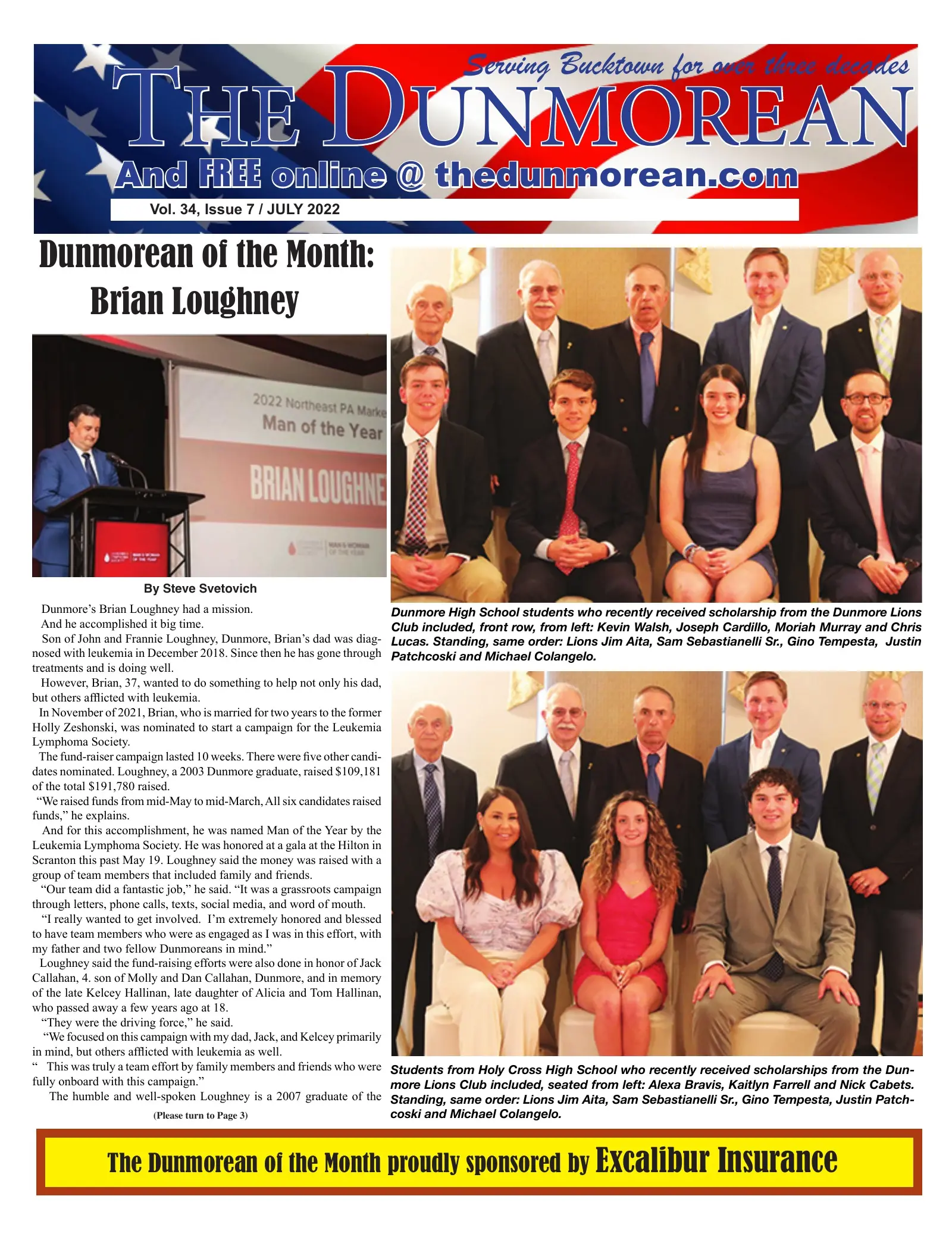Front page of the July 2022 Dunmorean