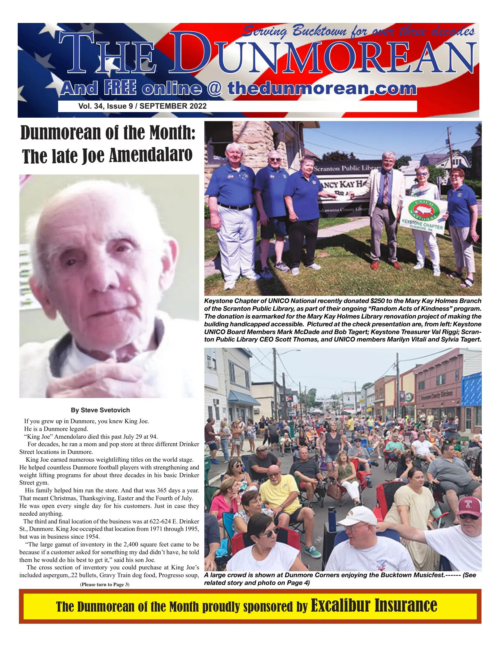 Front page of the September 2022 Dunmorean