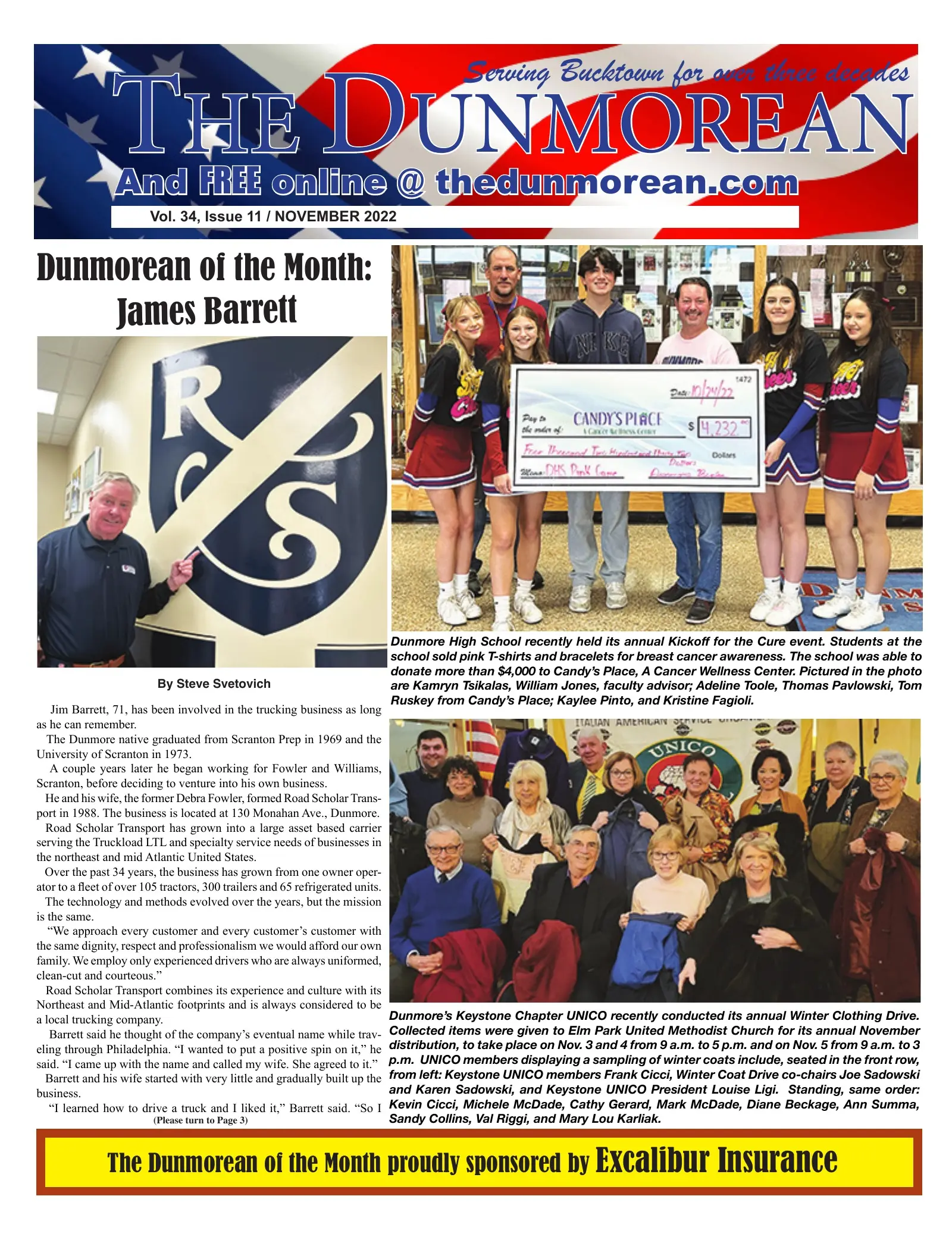 Front page of the November 2022 Dunmorean