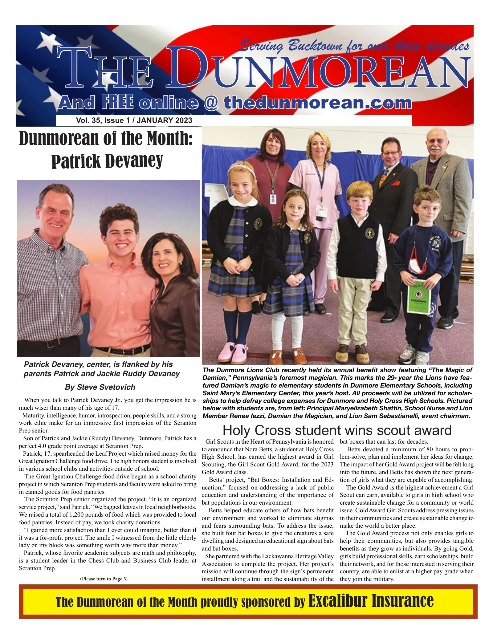 Front page of the January 2023 Dunmorean