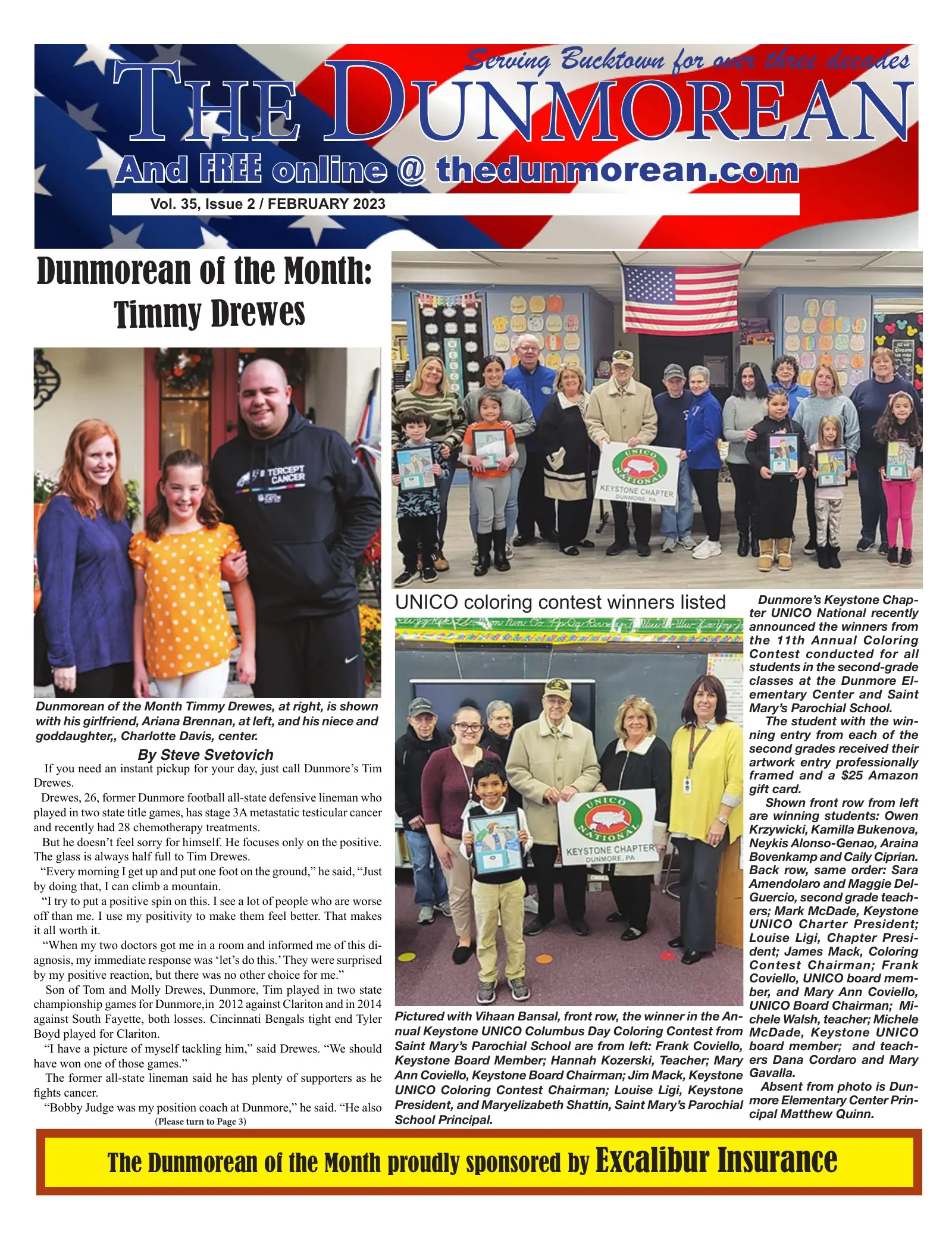 Front page of the February 2023 Dunmorean