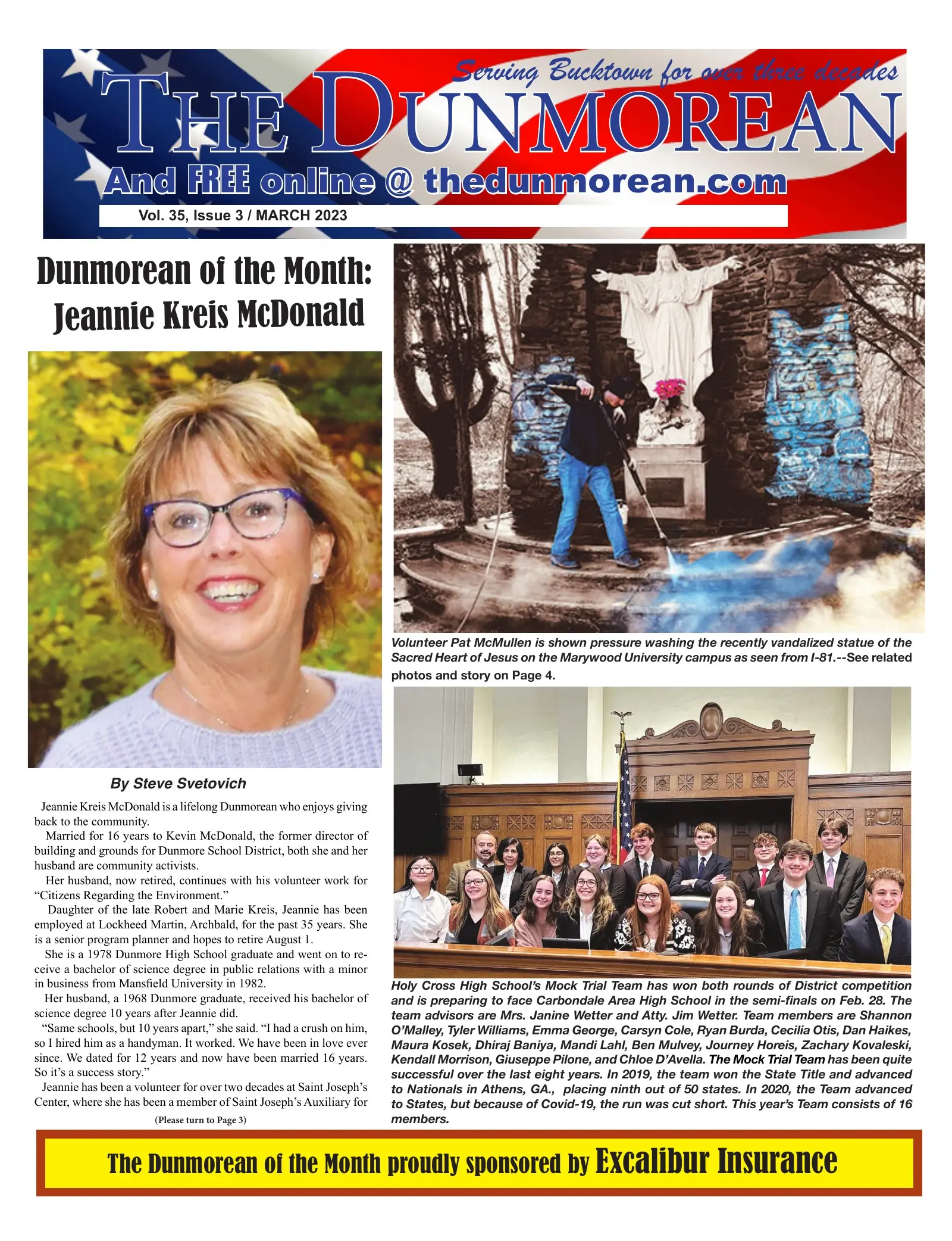 Front page of the March 2023 Dunmorean