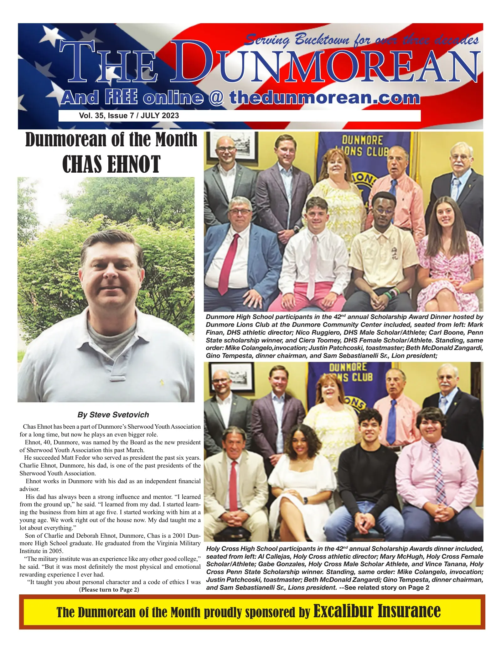 Front page of the July 2023 Dunmorean