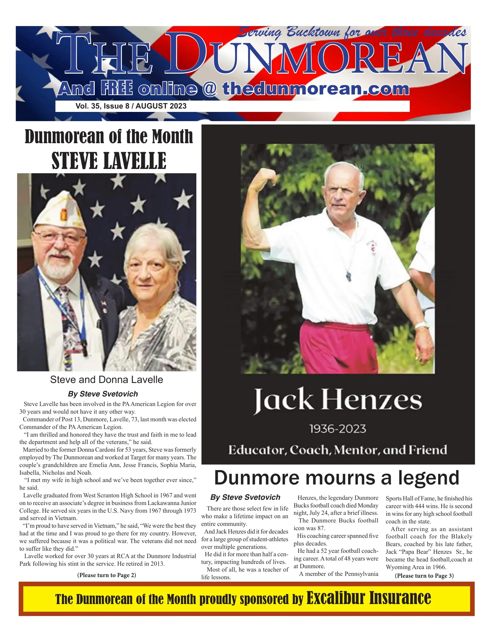 Front page of the August 2023 Dunmorean
