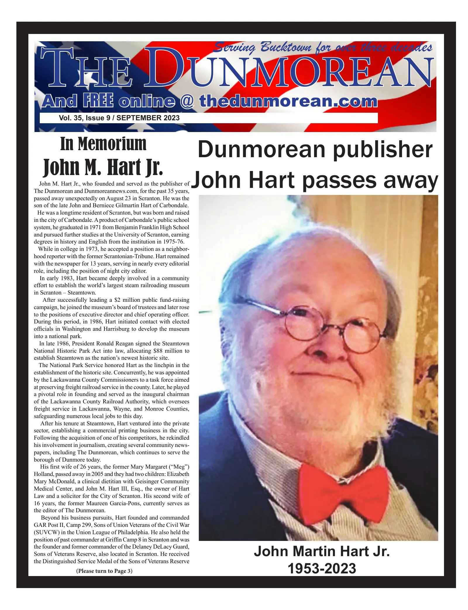 Front page of the September 2023 Dunmorean