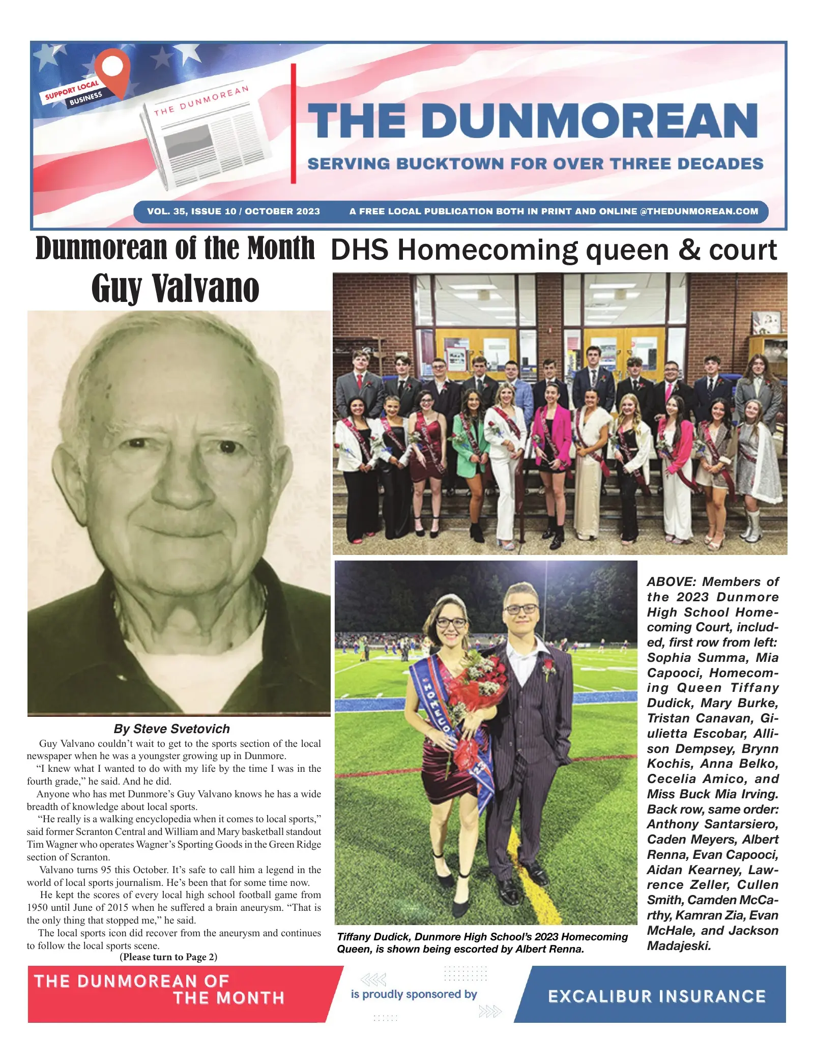 Front page of the October 2023 Dunmorean
