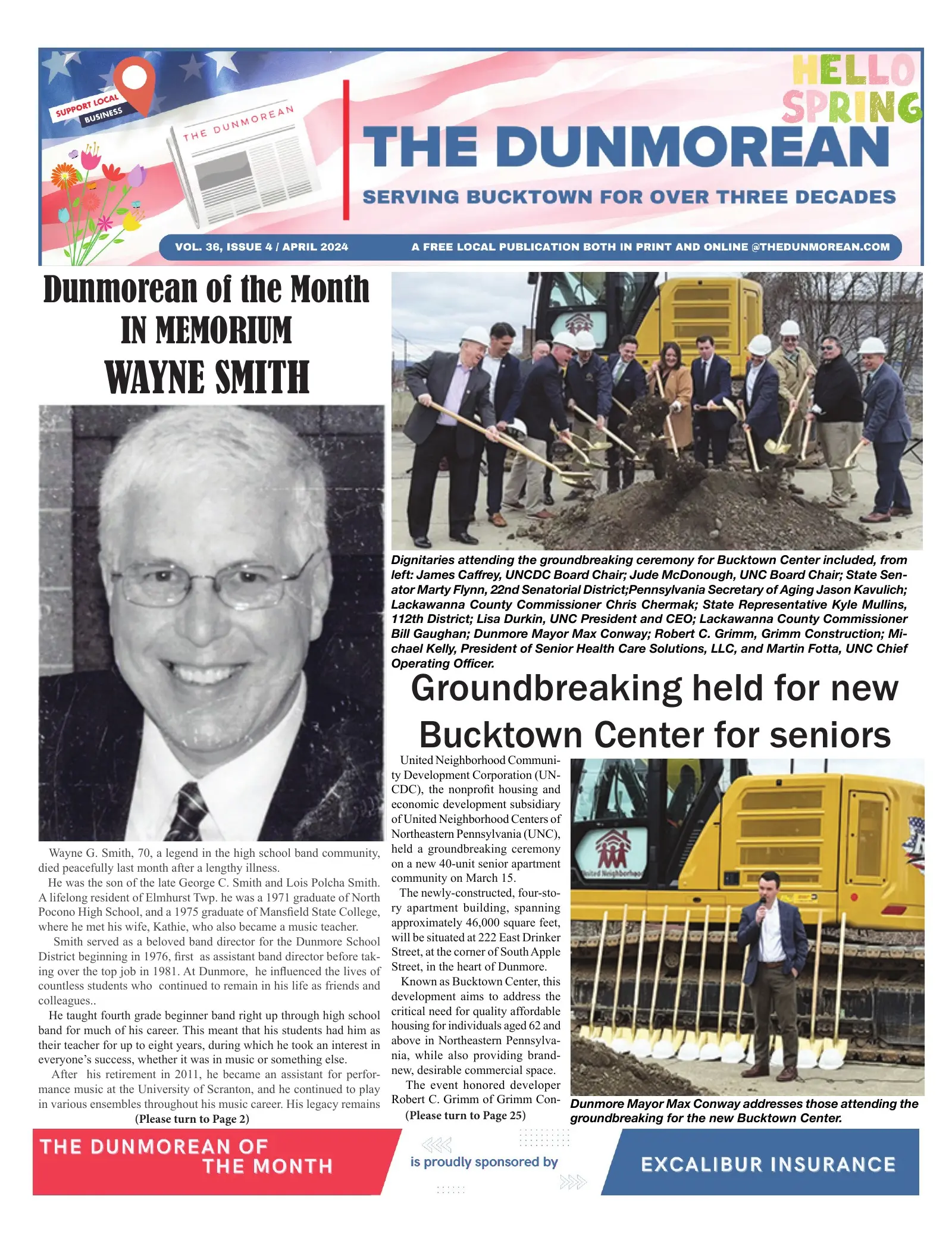 Front page of the April 2024 Dunmorean