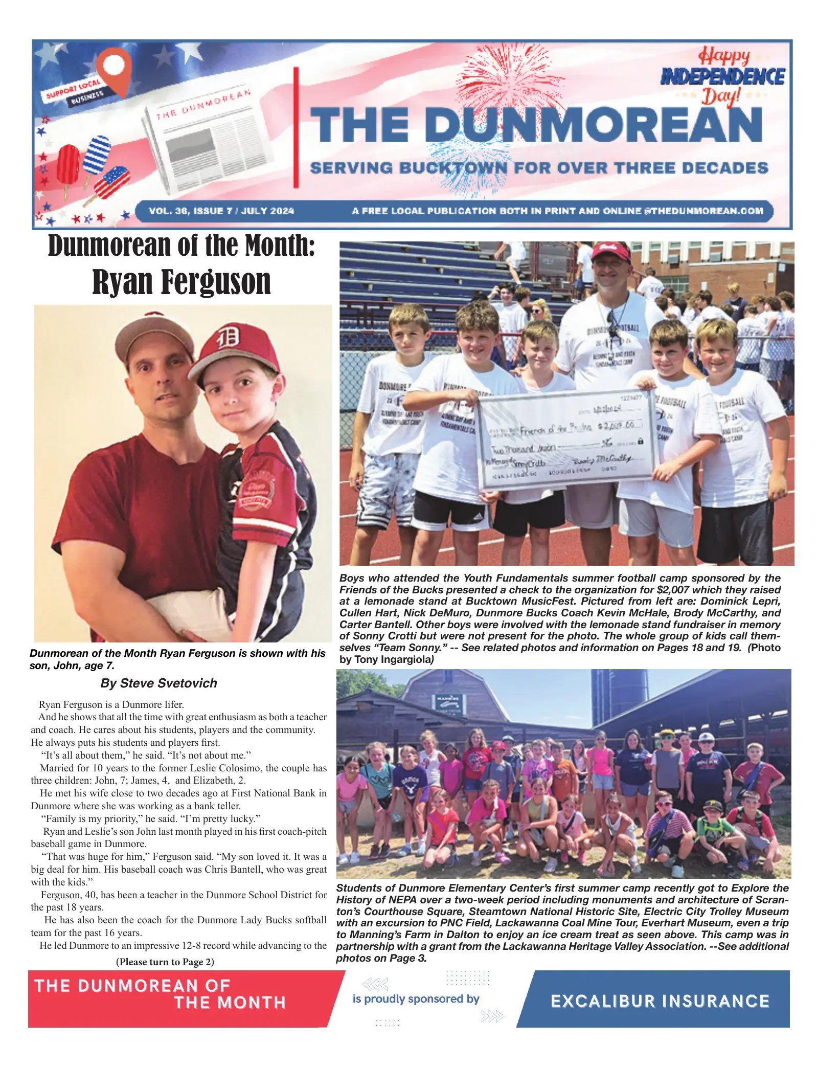 Front page of the July 2024 Dunmorean