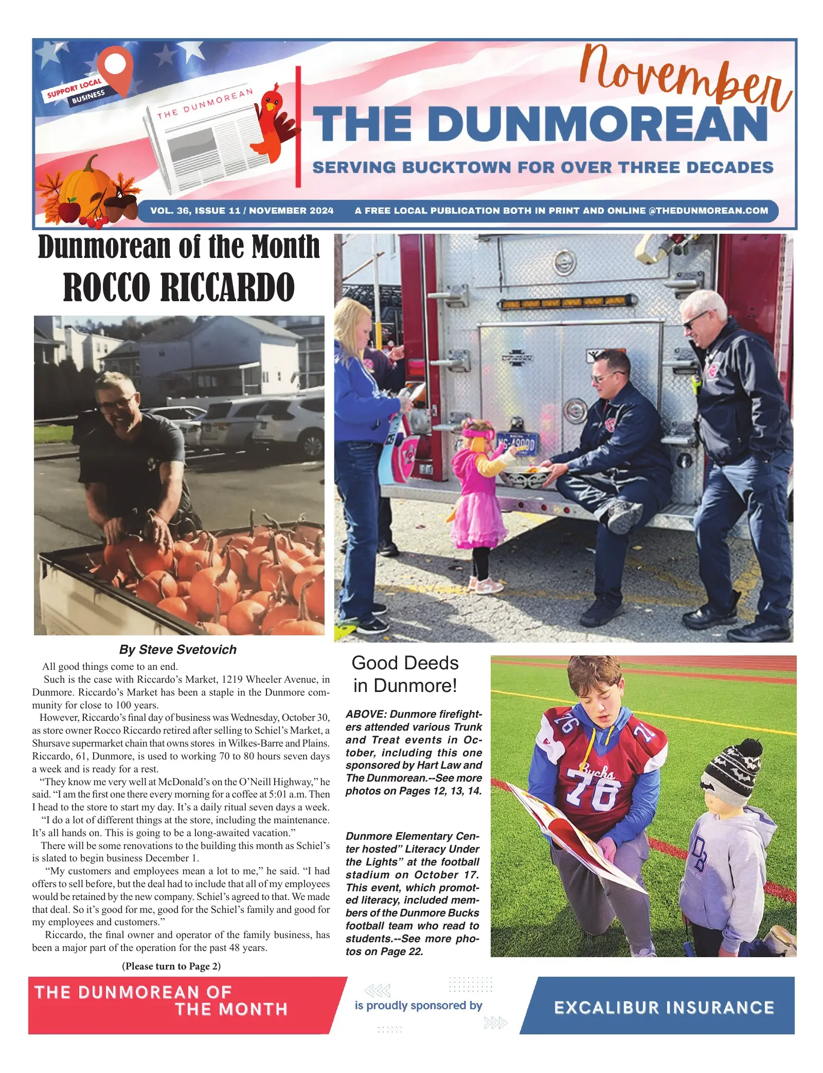 Front page of the November 2024 Dunmorean