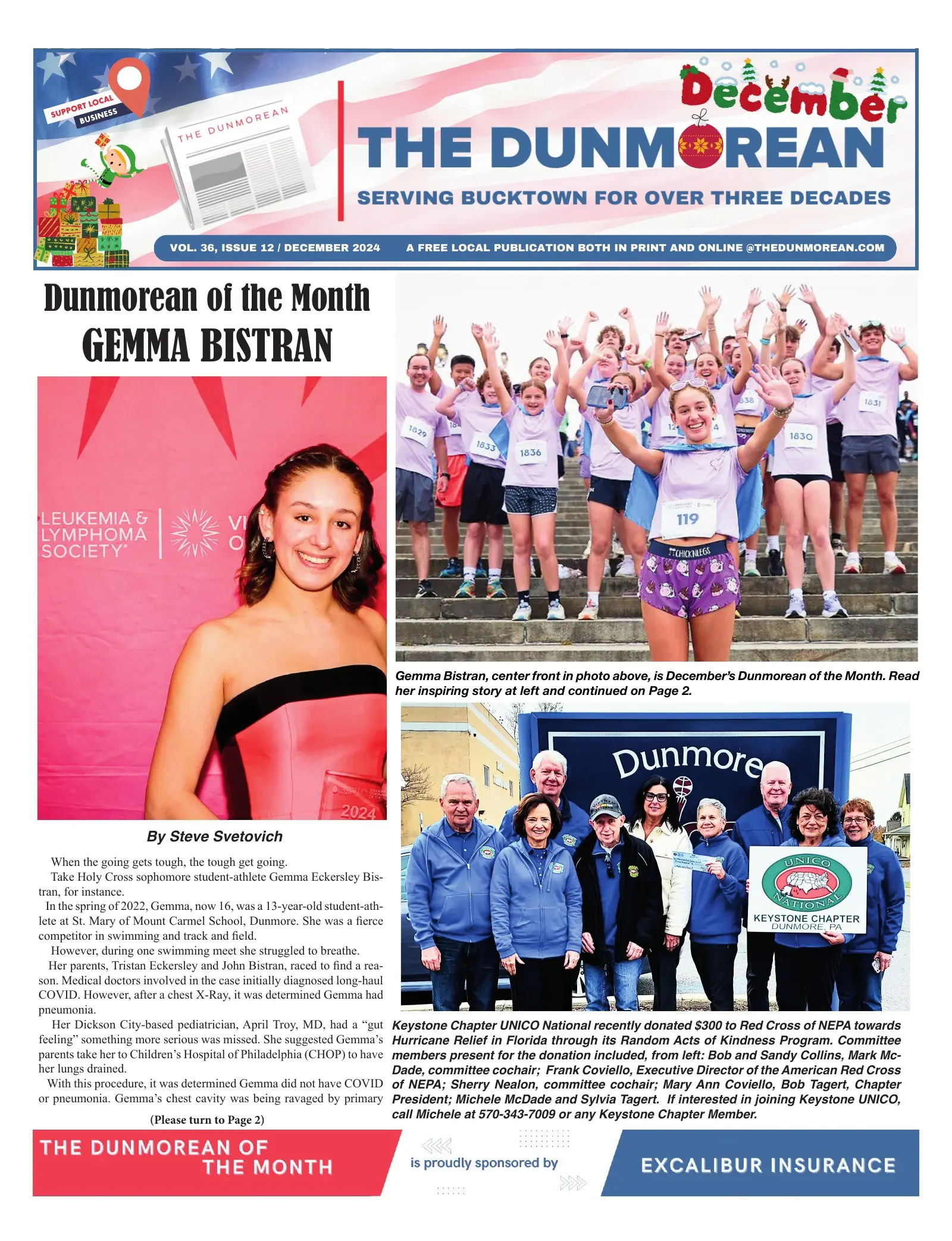Front page of the December 2024 Dunmorean