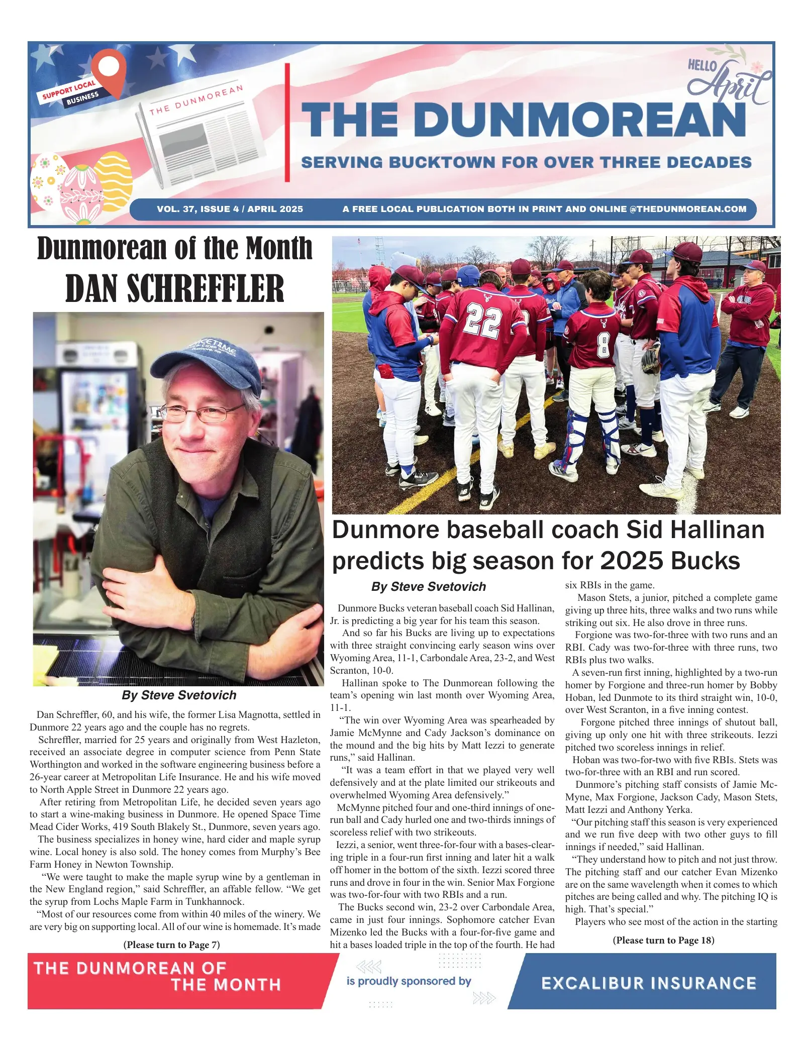 Front page of the April 2025 Dunmorean