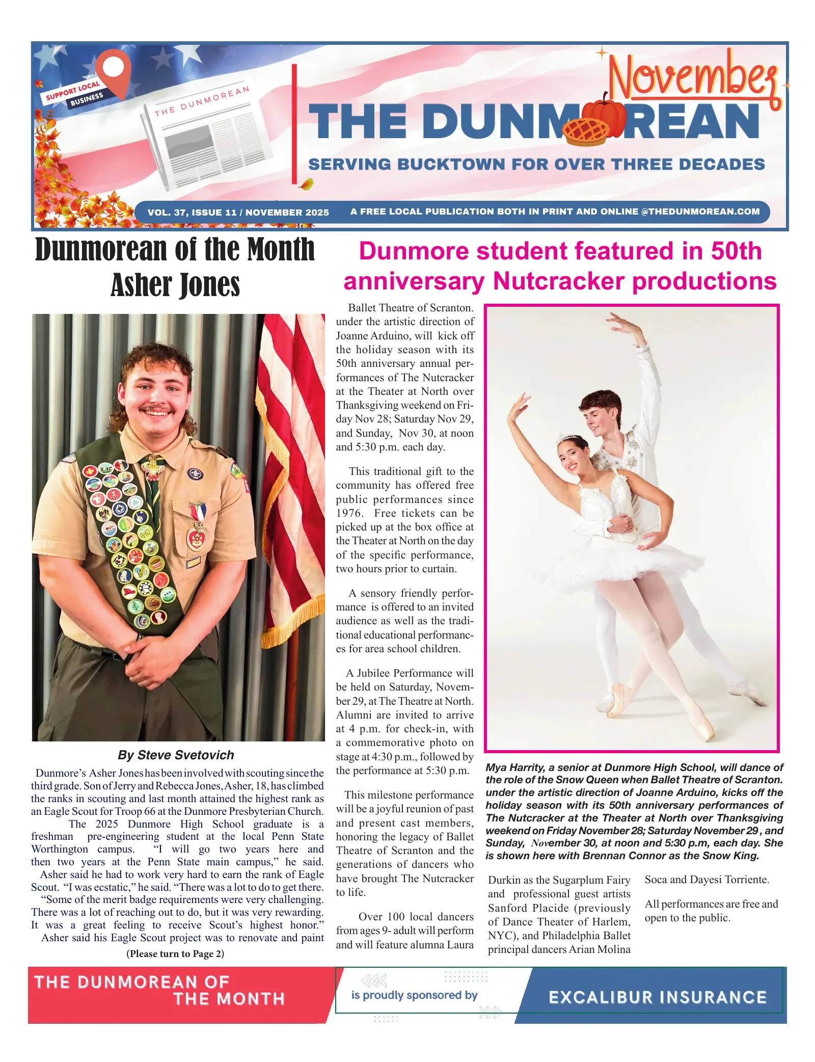 Front page of the November 2025 Dunmorean