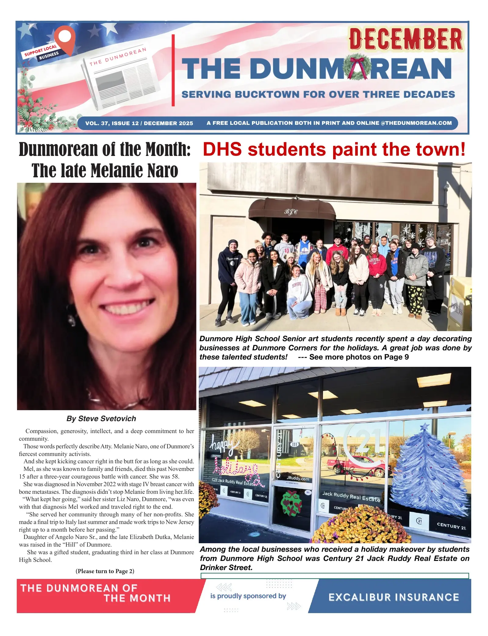 Front page of the December 2025 Dunmorean