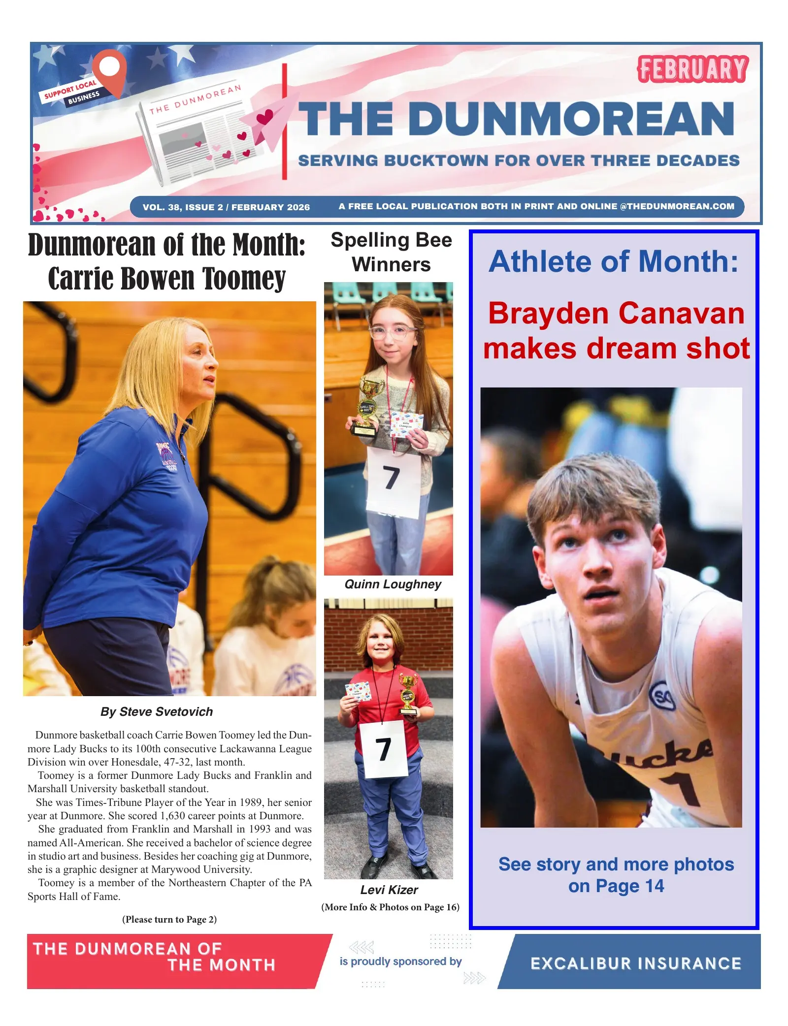Front page of the February 2026 Dunmorean