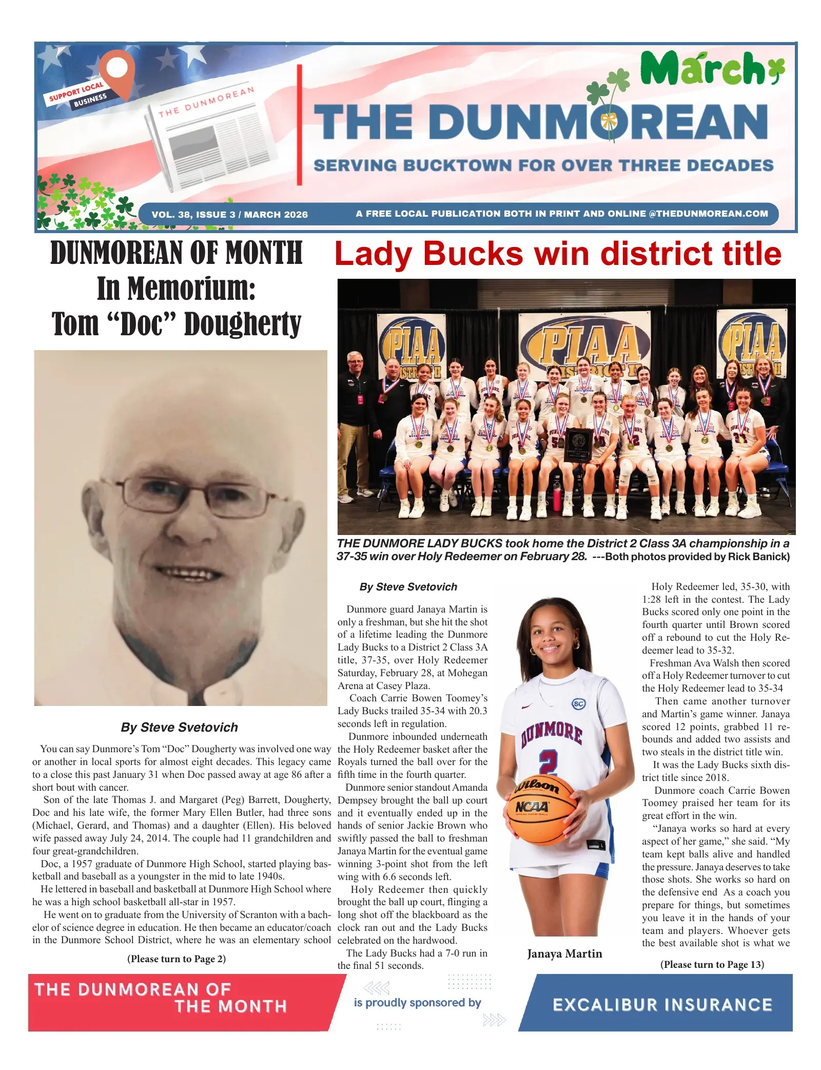 Front page of the March 2026 Dunmorean