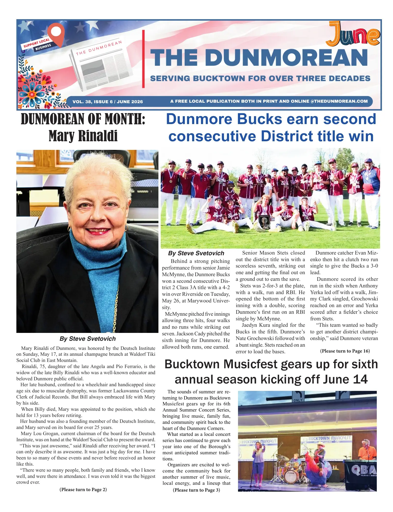 Front page of the June 2026 Dunmorean