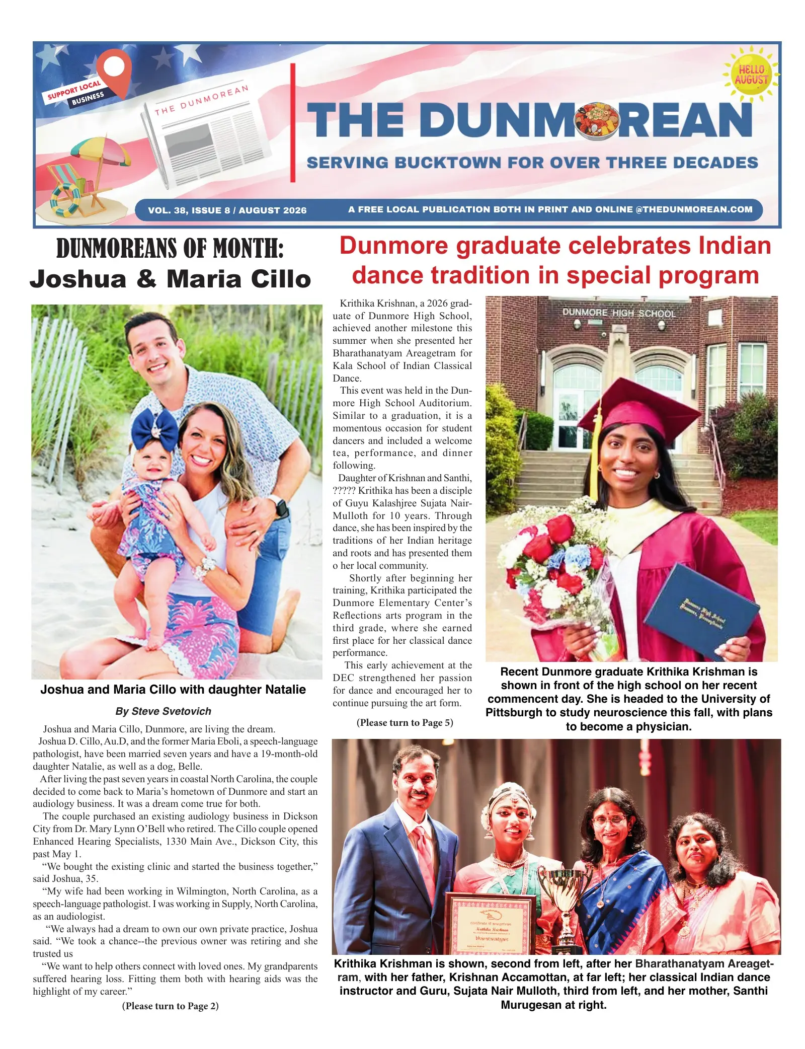 Front page of the August 2026 Dunmorean