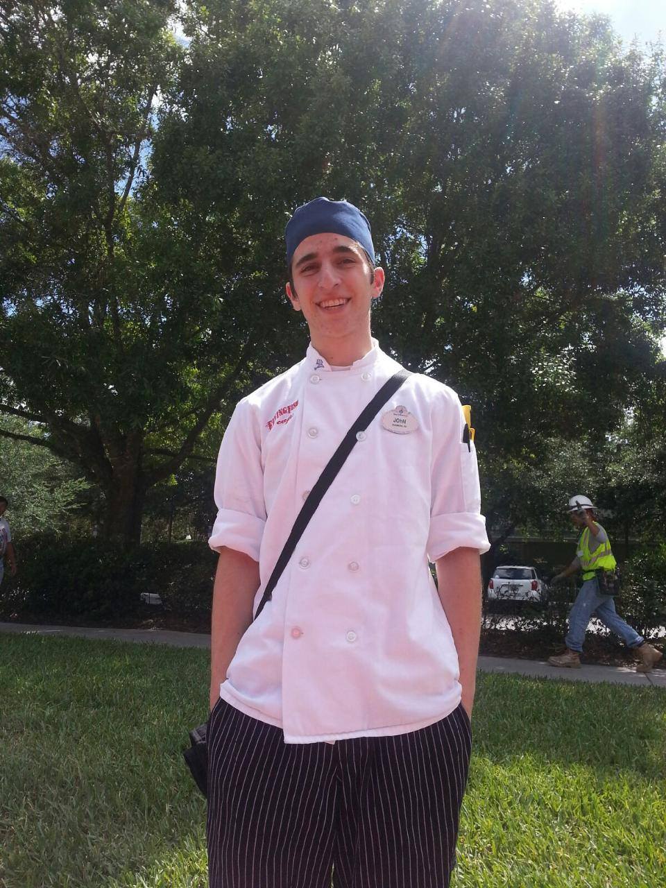 John Glinsky worked as prep cook at a signature restaurant at Disney World in Florida last year as part of an externship program. He will be returning to work at a different restaurant this month.