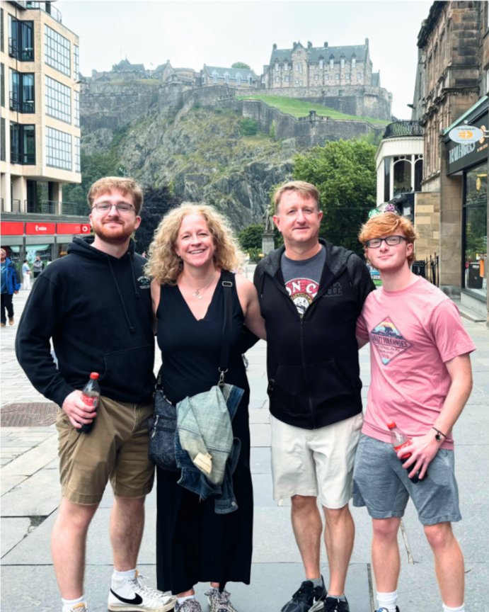 Shown in this Padula family photo taken in Edinburgh, Scotland, in July, 2025, are, from left: Andrew, Frank, Karen, and Christopher.